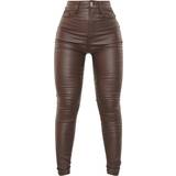 8 - Nylon Jeans PrettyLittleThing Hourglass Coated Skinny Jeans - Chocolate