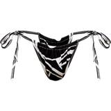 PrettyLittleThing 32 - Sort Badetøj PrettyLittleThing Animal Print Tie Side Bikini Bottoms - Monochrome