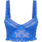 PrettyLittleThing Flæse Tøj PrettyLittleThing Lace Hook And Eye Detail Crop Corset - Bright Blue