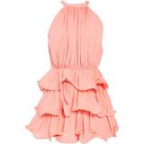32 - Pink Jumpsuits & Overalls PrettyLittleThing Tiered Frill Short Halterneck Playsuit - Peach