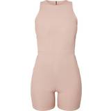 PrettyLittleThing 32 - Dame Jumpsuits & Overalls PrettyLittleThing Ribbed Racer Neck Unitard - Stone