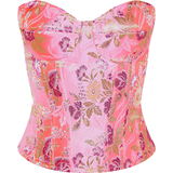 Blomstrede Shapewear & Undertøj PrettyLittleThing Floral Jacquard Satin Corset - Pink