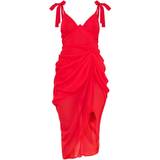 Bøjle Kjoler PrettyLittleThing Underwire Detail Draped Midi Dress - Red