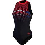 4 - Dame Badedragter Speedo Printed Hydrasuit Swimsuit - Black/Fed Red/Chroma Blue/White
