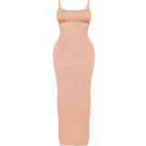 32 - Dame - Lange kjoler - Polyester PrettyLittleThing Shape Jersey Strappy Maxi Dress - Camel