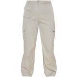 PrettyLittleThing 26 - Dame Bukser & Shorts PrettyLittleThing Pocket Front Cargo Straight Leg Trousers Plus Size - Light Grey