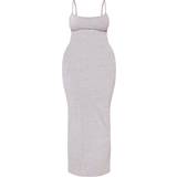 32 - Dame - Lange kjoler - Polyester PrettyLittleThing Shape Jersey Strappy Maxi Dress - Grey Marl