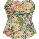 Blomstrede Shapewear & Undertøj PrettyLittleThing Floral Woven Jacquard Ruched Bust Spilt Hem Corset - Green