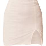 32 - Hvid - Slids Nederdele PrettyLittleThing Textured Woven Split Leg Mini Skirt - White