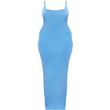 16 - 32 - Dame - Lange kjoler PrettyLittleThing Shape Jersey Strappy Maxi Dress - Slate Blue