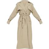 6 - Grøn Frakker PrettyLittleThing Panel Detail Belted Trench Coat - Khaki