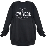 32 - Dame - Polyamid Sweatere PrettyLittleThing New York Downtown Slogan Printed Sweatshirt - Black