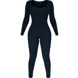 8 - U-udskæring Jumpsuits & Overalls PrettyLittleThing Long Sleeve Knitted Jumpsuit - Black