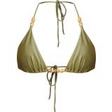 4 - Dame - Grøn Badetøj PrettyLittleThing Wooden Bead Triangle Bikini Top - Olive