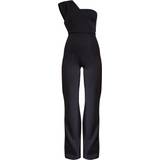 32 - Enskuldret / Enæremet - Sort Jumpsuits & Overalls PrettyLittleThing Drape One Shoulder Jumpsuit - Black