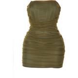 32 - Dame - Meshdetaljer Kjoler PrettyLittleThing Shape Mesh Corset Detail Ruched Bodycon Dress - Olive