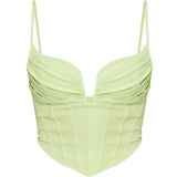 Justerbare skulderstropper Korsetter PrettyLittleThing Strappy Pleated Bust Corset Detail Crop Top - Lime