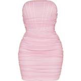 40 - Meshdetaljer Kjoler PrettyLittleThing Shape Mesh Corset Detail Ruched Bodycon Dress - Mauve