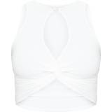 PrettyLittleThing Polyamid Overdele PrettyLittleThing Slinky Cross Front Key Hole Crop Top - White