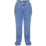 26 - 56 - Bomuld Bukser & Shorts PrettyLittleThing Split Hem Jeans Plus Size - Vintage Wash