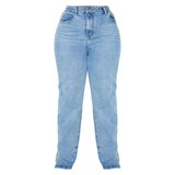 PrettyLittleThing 26 - Dame Jeans PrettyLittleThing Split Hem Jeans Plus Size - Light Blue Wash