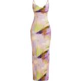 6 - Lang Kjoler PrettyLittleThing Plisse Strappy Maxi Dress - Multi Watercolour