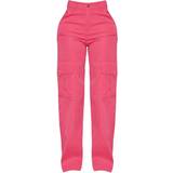 PrettyLittleThing Pink Bukser & Shorts PrettyLittleThing Shape Buckle Detail Cargo Wide Leg Trousers - Hot Pink