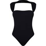 Cut-Out - Polyamid Tøj PrettyLittleThing Contour Rib Cut Out Short Sleeve Bodysuit - Black