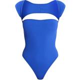 Cut-Out - Polyamid Tøj PrettyLittleThing Contour Rib Cut Out Short Sleeve Bodysuit - Bright Blue