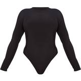PrettyLittleThing Bodystockings PrettyLittleThing Shape Slinky Long Sleeve Bodysuit - Black
