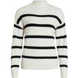 46 - Høj krave Overdele Vila Striped Knit Sweater - White Alyssum