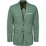 Herre Blazere Selected Homme Linen Blend Jacket - Light Green Melange