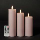 Med belysning - Pink Lysestager, Lys & Dufte CONZEPT Bloklyssæt flamme LED-lys