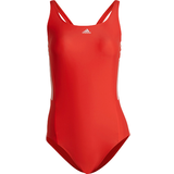 adidas Women's Mid 3-Stripes Swimsuit - Bright Red / White