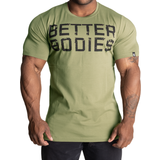 Better Bodies Elastan/Lycra/Spandex Overdele Better Bodies Basic Tapered T-shirt - Washed Green/Black