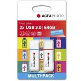 AGFAPHOTO 64 GB Hukommelseskort & USB Stik AGFAPHOTO Pen drive Color Mix 2 pcs 64 GB. [Levering: 4-5 dage]