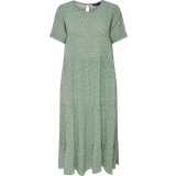 Blomstrede - Flæse Kjoler Only Abigail Life S/S Midi Dress - Chinois Green
