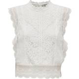 Only Ballonærmer - Nylon Tøj Only Cropped Lace Top - White/Cloud Dancer