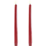 Rød Lysestager, Lys & Dufte Uyuni Conical Carmine Red LED-lys 25cm 2stk