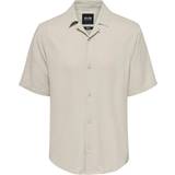 Herre - Viskose Skjorter Only & Sons Regular Fit Resort Collar Shirt - Grey/Silver Lining