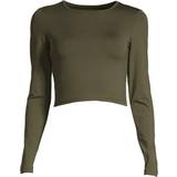 Dame - Grøn - Slim T-shirts Casall Crop Long Sleeve T-shirt - Forest Green