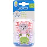 Dr. Brown's Pink Babyudstyr Dr. Brown's Prevent Soothers, Animal Faces, 0-6 Months Assorted Pink