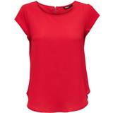 32 - Dame - Kort ærme Bluser Only Vic Loose Short Sleeve Top - Red/High Risk Red