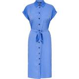 Polyester - Skjortekrave Kjoler Only Midi Tie Belt Shirt Dress - Blue/Ultramarine