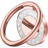 Tech-Protect Smartphone Finger Ring fra m. 3M Klister Magnetisk Glitter Rose