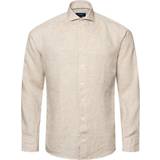 Eton Wide Spread Collar Linen Shirt - Brown