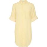 38 - Gul - Trekvartlange ærmer Kjoler Kaffe Vivian Long Sleeved Dress - Yellow/Lime