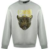 Roberto Cavalli XL Overdele Roberto Cavalli Men's Class Leopard Print Logo Grey Jumper - Grey