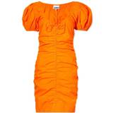 8 - Dame - Orange Kjoler Ganni Gathered Poplin Mini Dress - Vibrant Orange
