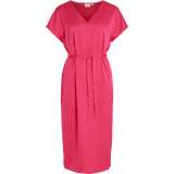 Dame - Korte kjoler - Slids Vila Viellette Short Sleeved Midi Dress - Pink Yarrow